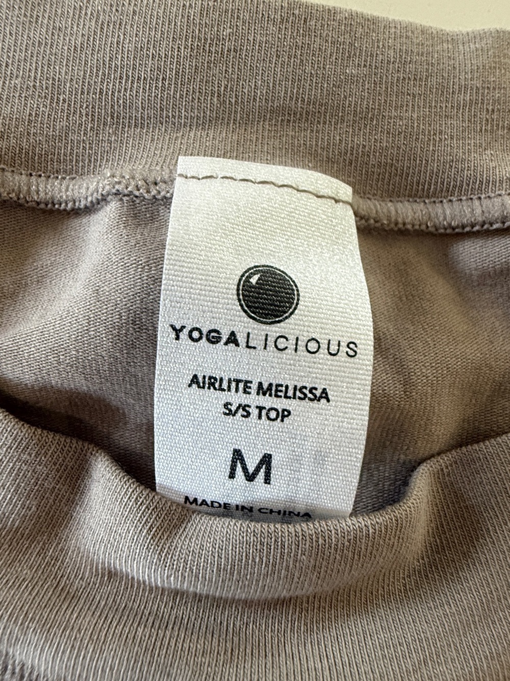 Yogalicious Airlite Melissa Short Sleeve Top — Taupe Beige